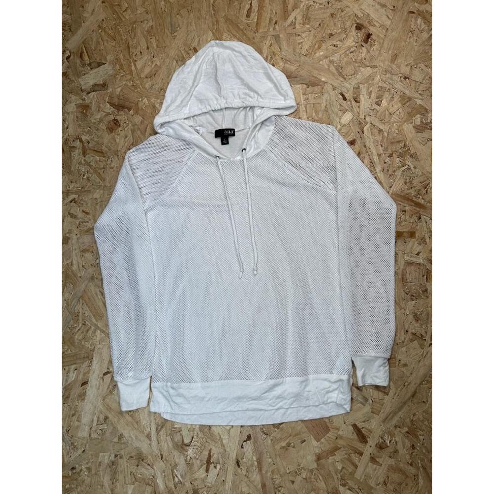 a.n.a A New Approach Womens Small White Mesh Pullover Hoodie Long Sleeve